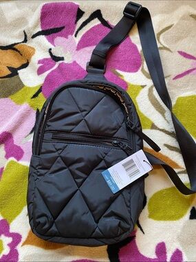 Vera Bradley Black Quilted Sling Backpack